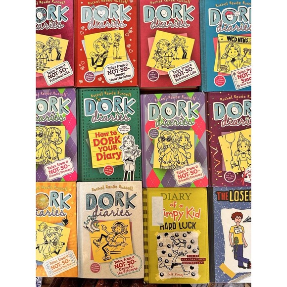 Lot 10 Rachel Renee Russell DORK DIARIES Books + Wimpy Kid Kinney Not so Popular - Picture 1 of 14